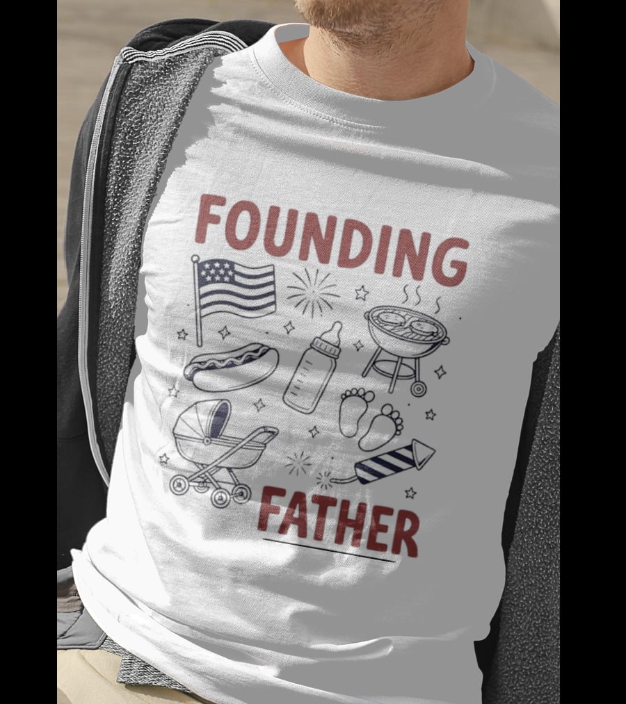 Founding Father USA Flag BBQ Firework Baby 4th Of July T-Shirt