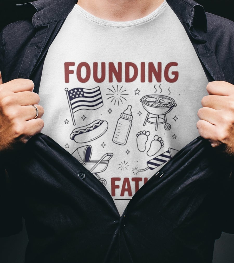 Founding Father USA Flag BBQ Firework Baby 4th Of July T-Shirt