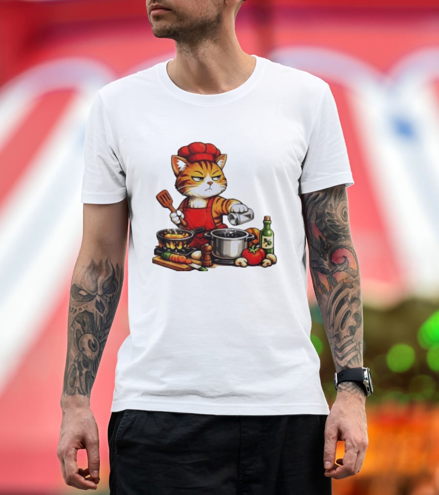 I Cook Better When You're Not Ing Cat Chef Cooking Scene T-Shirt