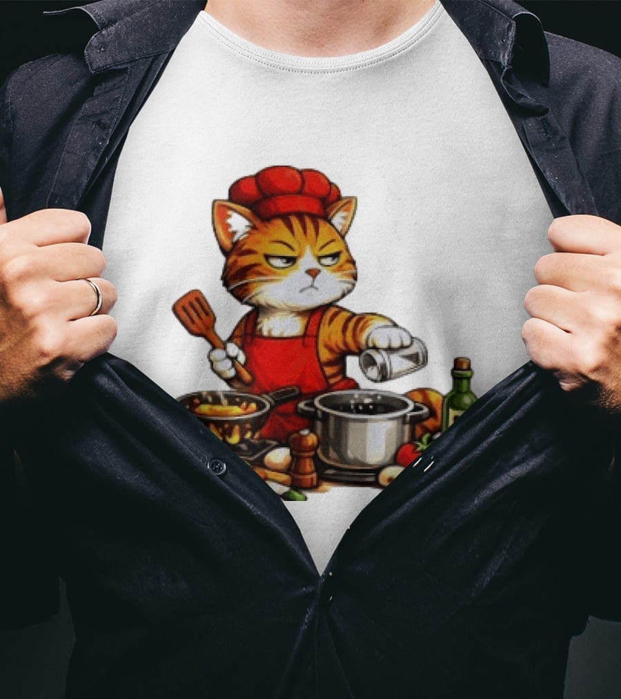 I Cook Better When You're Not Ing Cat Chef Cooking Scene T-Shirt