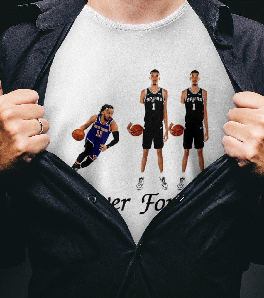 Jalen Brunson 11 Victor Wembanyama 1 Never Forget T-Shirt