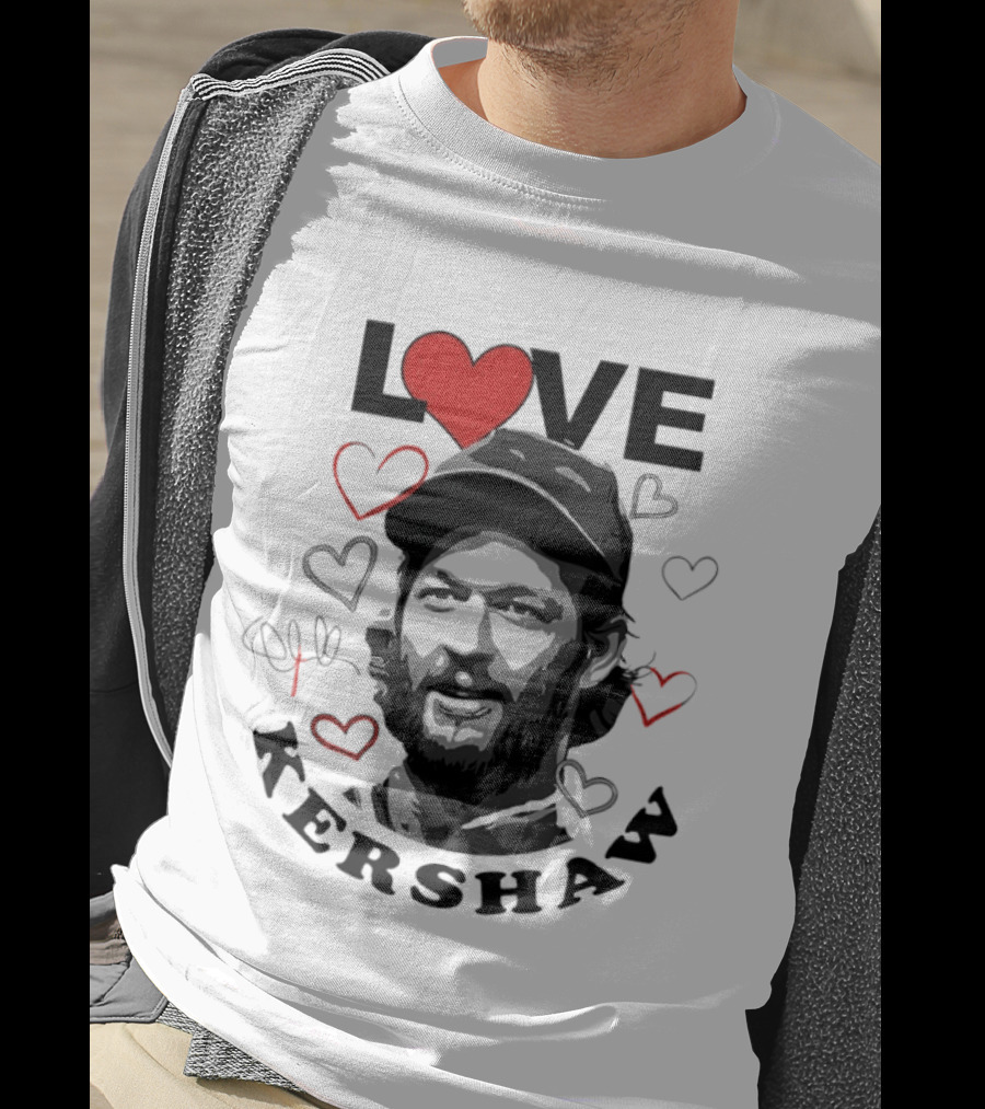 LOVE Kershaw Los Angeles Dodgers Baseball Heart T-Shirt