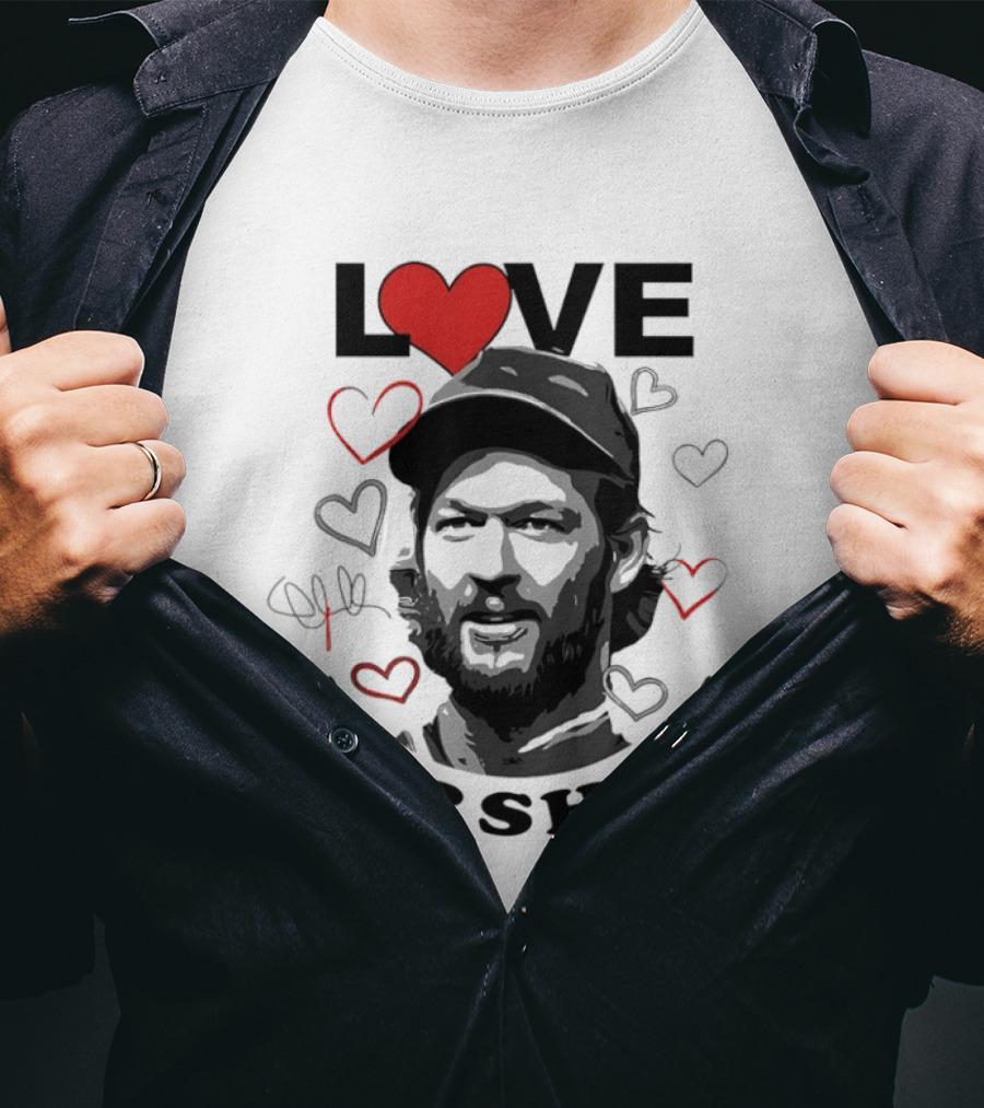 LOVE Kershaw Los Angeles Dodgers Baseball Heart T-Shirt