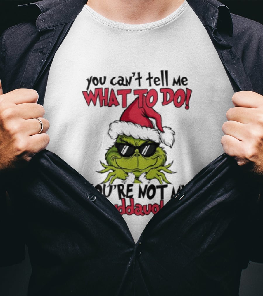 You Can't Tell Me What To Do You're Not My Granddaughter Grinch Santa Hat T-Shirt