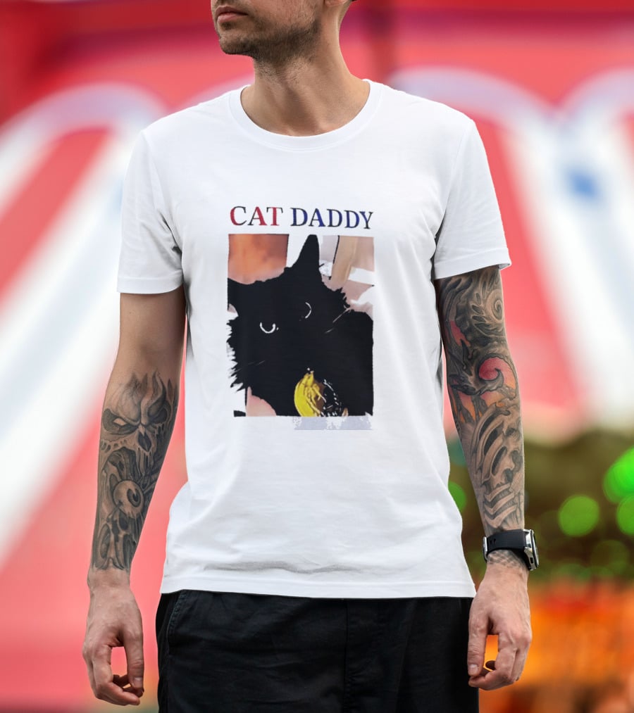 Cat Daddy Black Cat Image With Yellow Banana Accessory T-Shirt