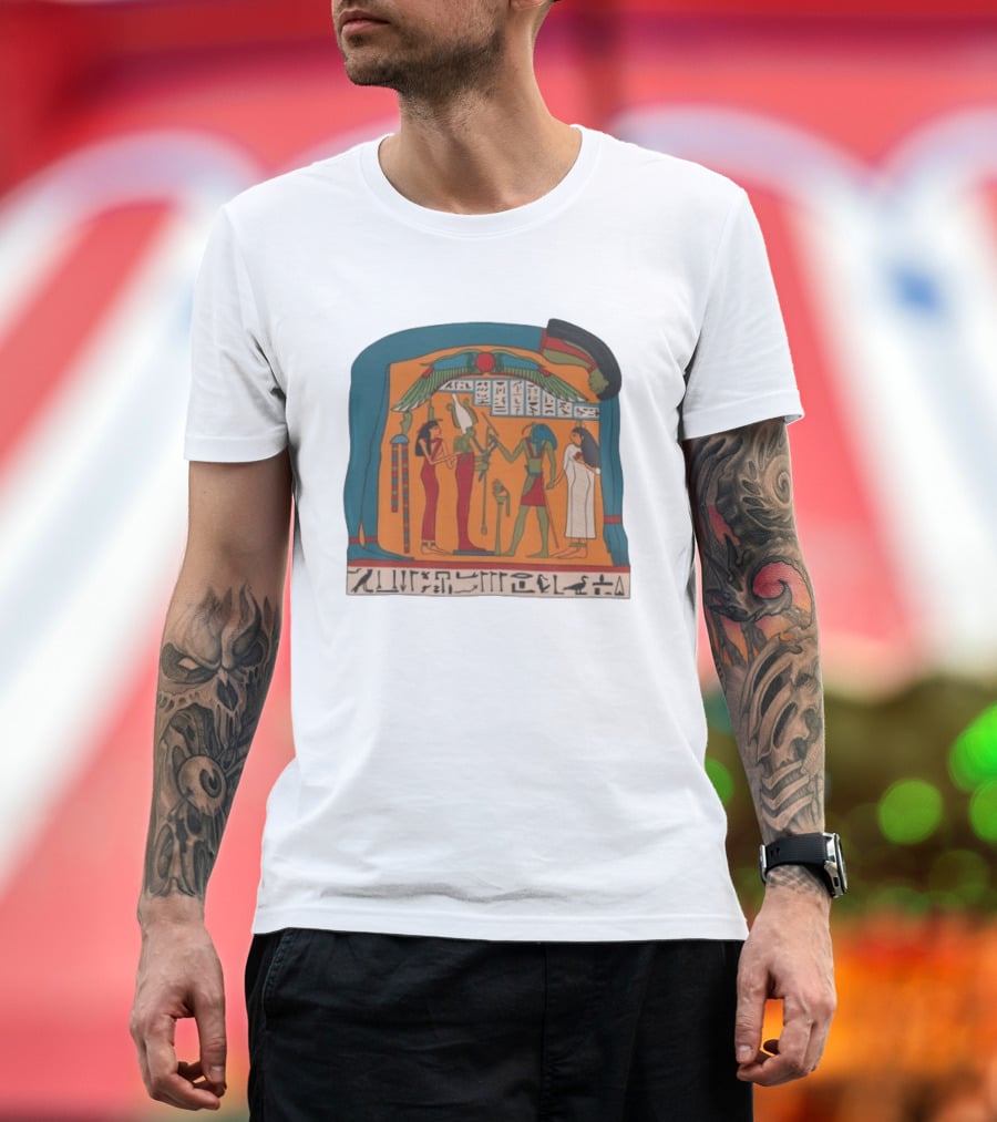 Panel Of Tabakenkhonsu Egyptian Hieroglyphs And Deities T-Shirt