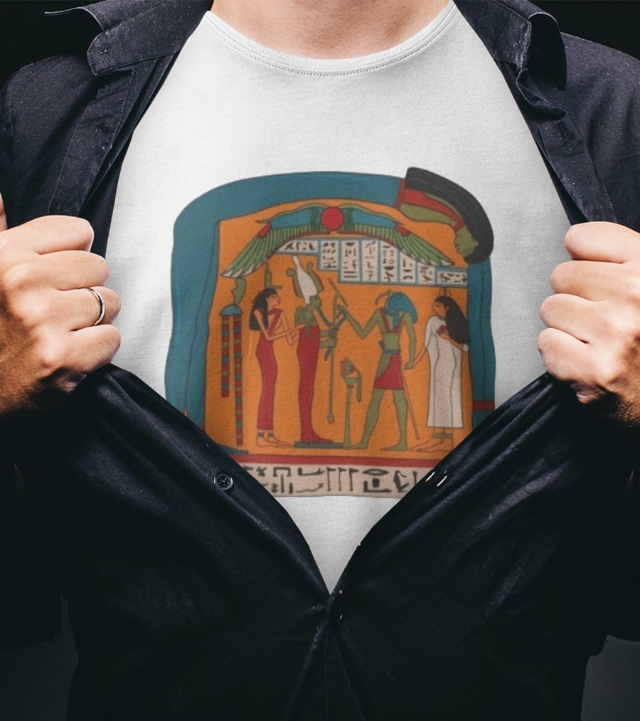 Panel Of Tabakenkhonsu Egyptian Hieroglyphs And Deities T-Shirt
