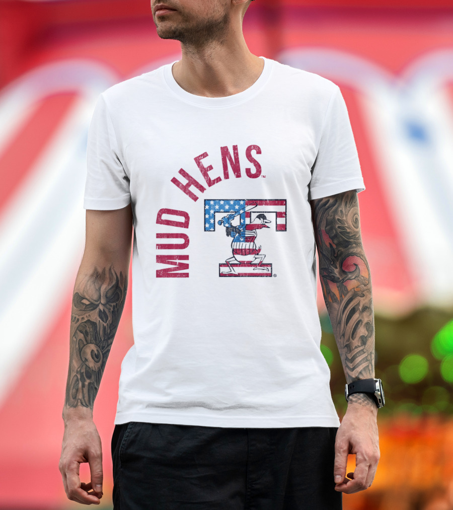 Toledo Mud Hens Patriotic Baseball Logo Red White Blue T-Shirt