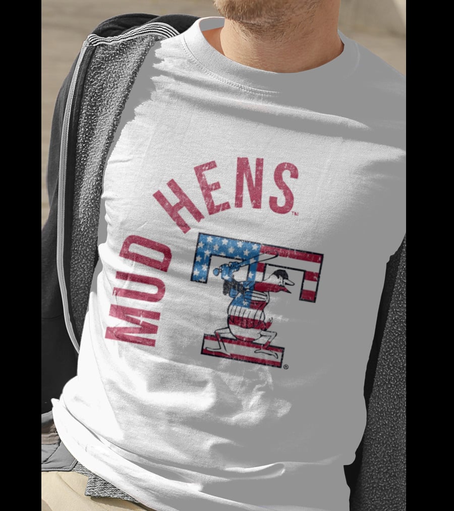 Toledo Mud Hens Patriotic Baseball Logo Red White Blue T-Shirt