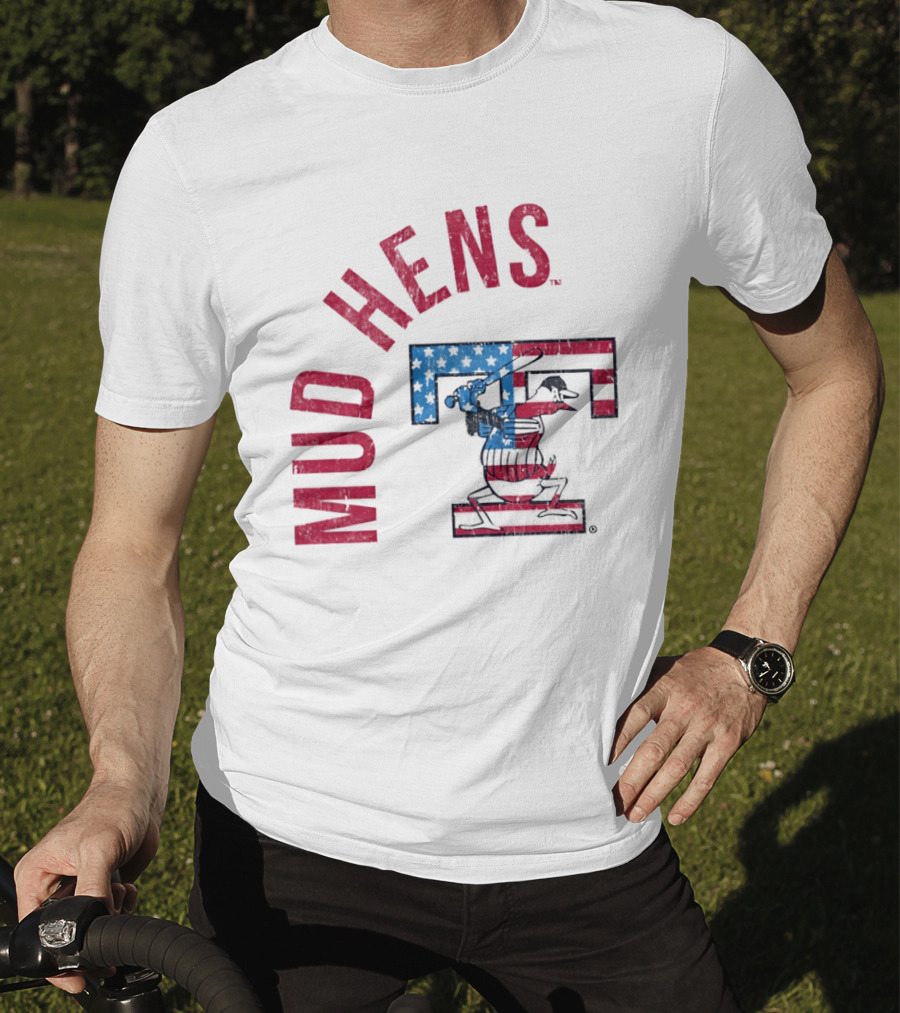 Toledo Mud Hens Patriotic Baseball Logo Red White Blue T-Shirt