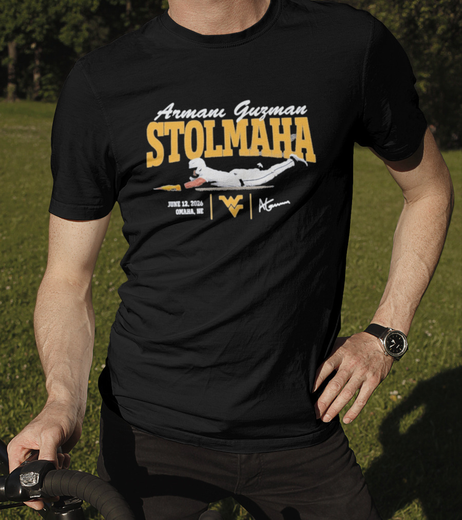 Armani Guzman Stolmaha West Virginia Mountaineers June 12 2026 Omaha NE T-Shirt
