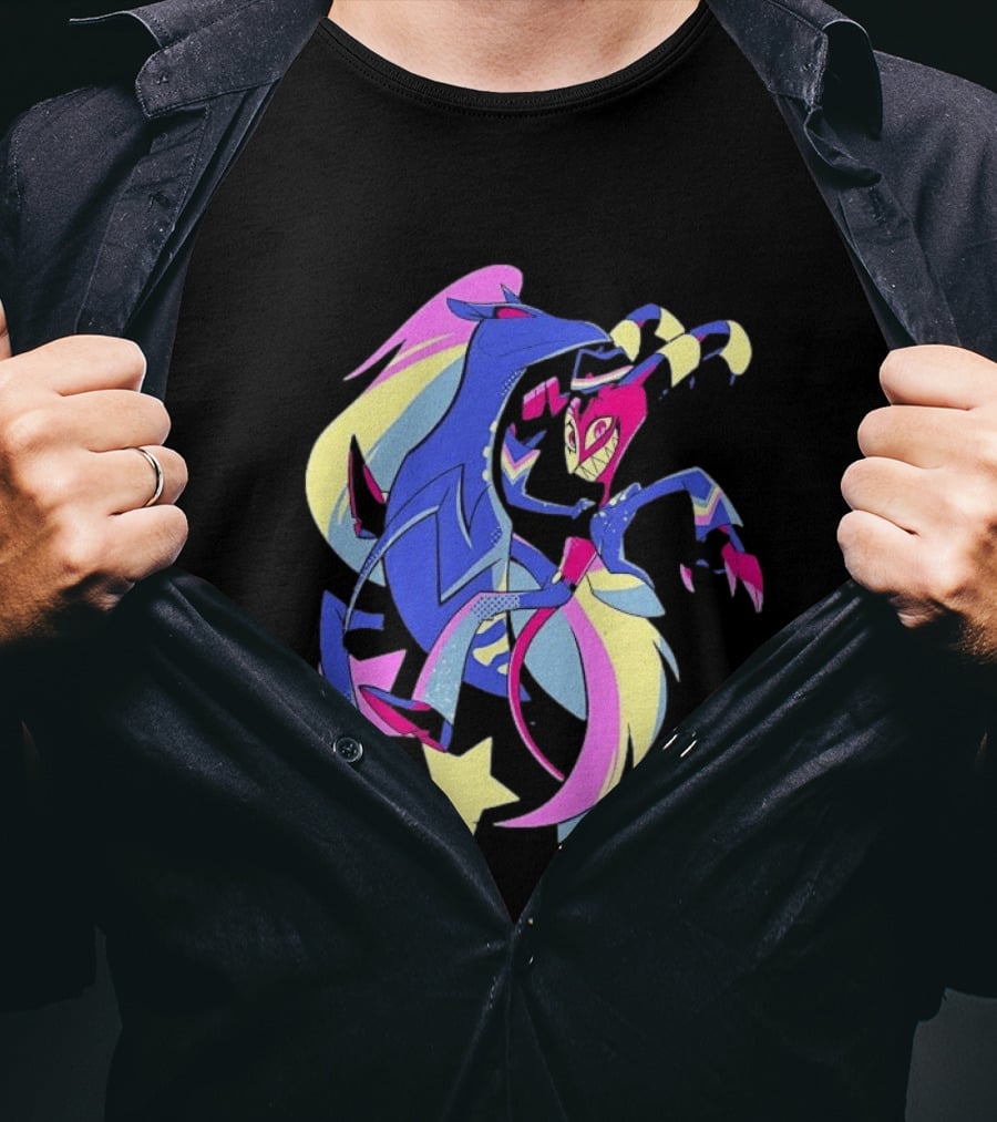 Blitz And Stolas Helluva Boss Neon Aesthetic Stars T-Shirt