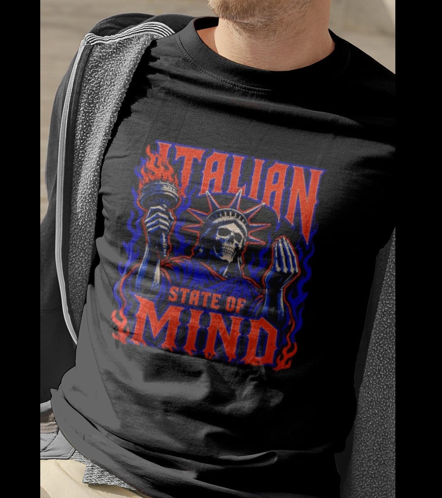 Italian State Of Mind Skeleton Statue Of Liberty New York Knicks T-Shirt