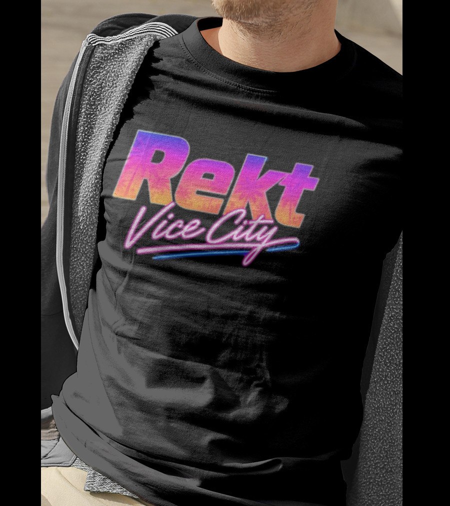 Rekt Vice City Neon Vaporwave Aesthetic With Palm Trees T-Shirt