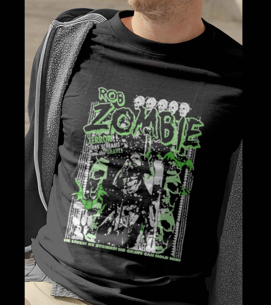 Rob Zombie Neon Green Skeletons Terror From The Grave T-Shirt