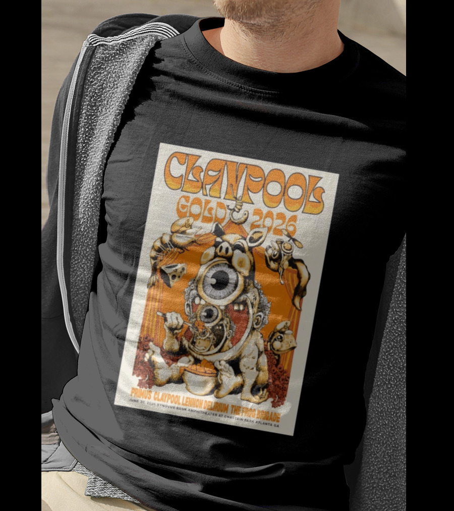 Claypool Gold 2026 Primus Lennon Delirium The Frog Brigade Atlanta June 20 Synovus Bank Amphitheater T-Shirt