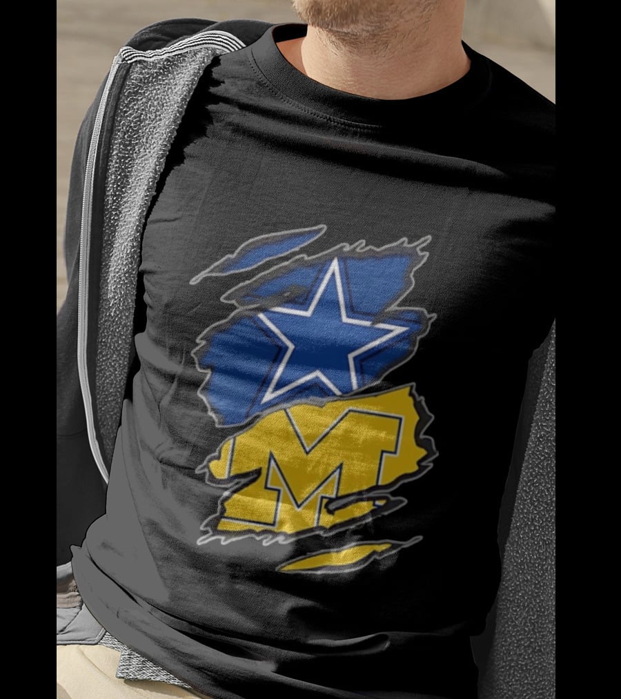 Dallas Cowboys Michigan Wolverines Two Teams One Heart T-Shirt