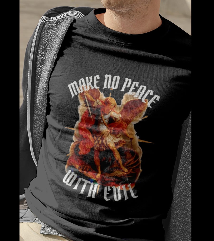 Make No Peace With Evil Angelic Warrior With Sword And Wings T-Shirt