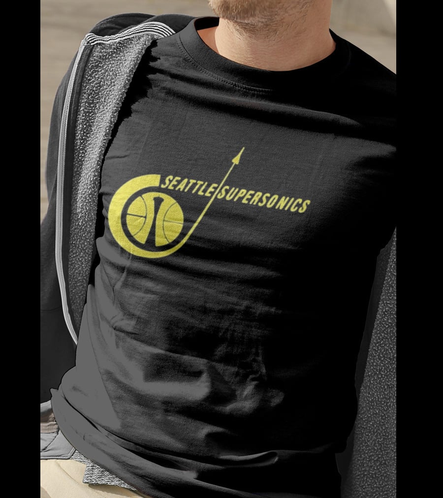 Seattle SuperSonics Basketball Space Needle Icon Yellow T-Shirt