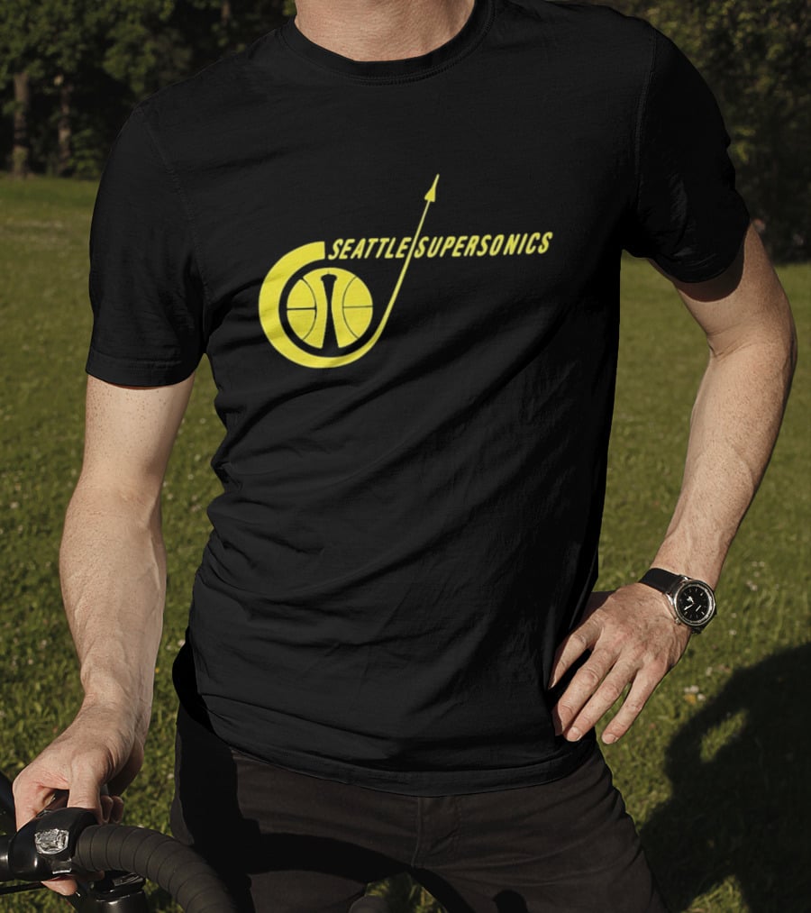 Seattle SuperSonics Basketball Space Needle Icon Yellow T-Shirt