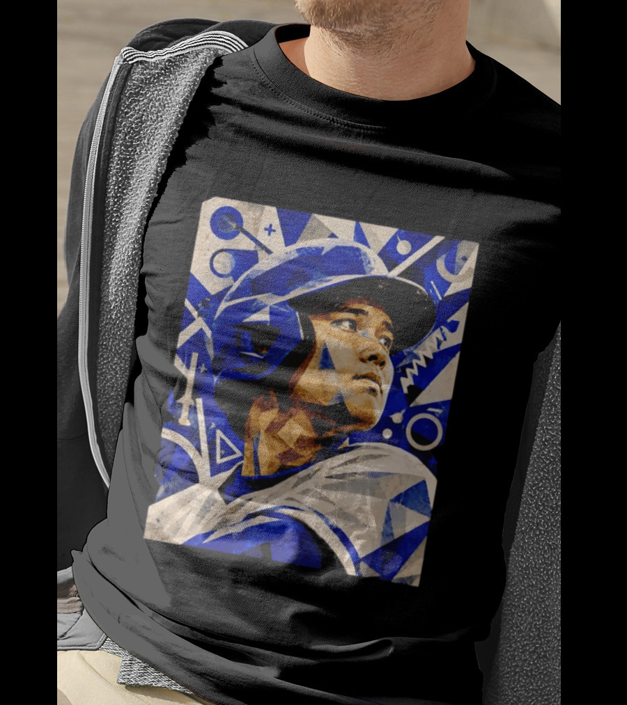 Shohei Ohtani Los Angeles Dodgers Geometric Blue Abstract Baseball T-Shirt