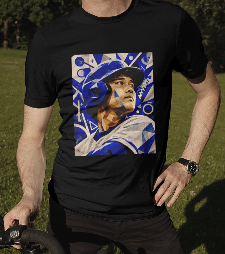 Shohei Ohtani Los Angeles Dodgers Geometric Blue Abstract Baseball T-Shirt