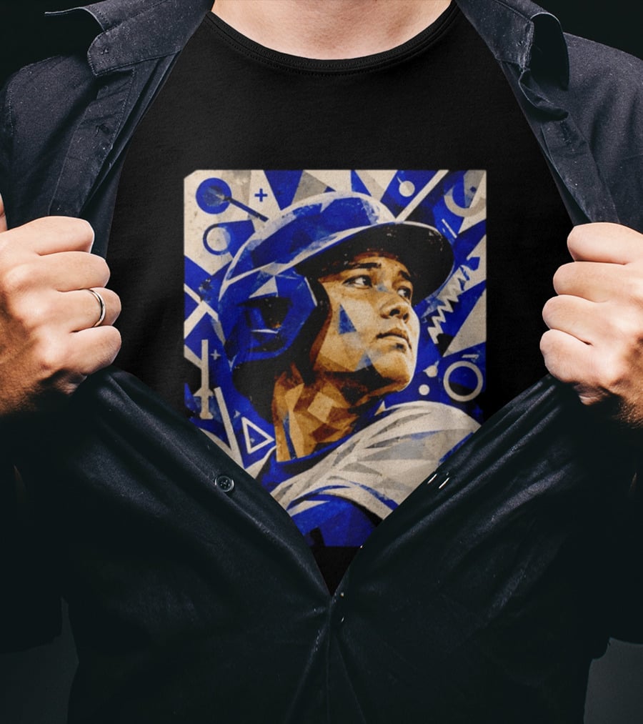 Shohei Ohtani Los Angeles Dodgers Geometric Blue Abstract Baseball T-Shirt