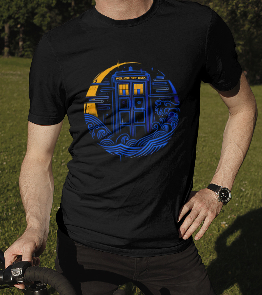 Doctor Who TARDIS Police Box Japanese Wave Sci Fi T-Shirt