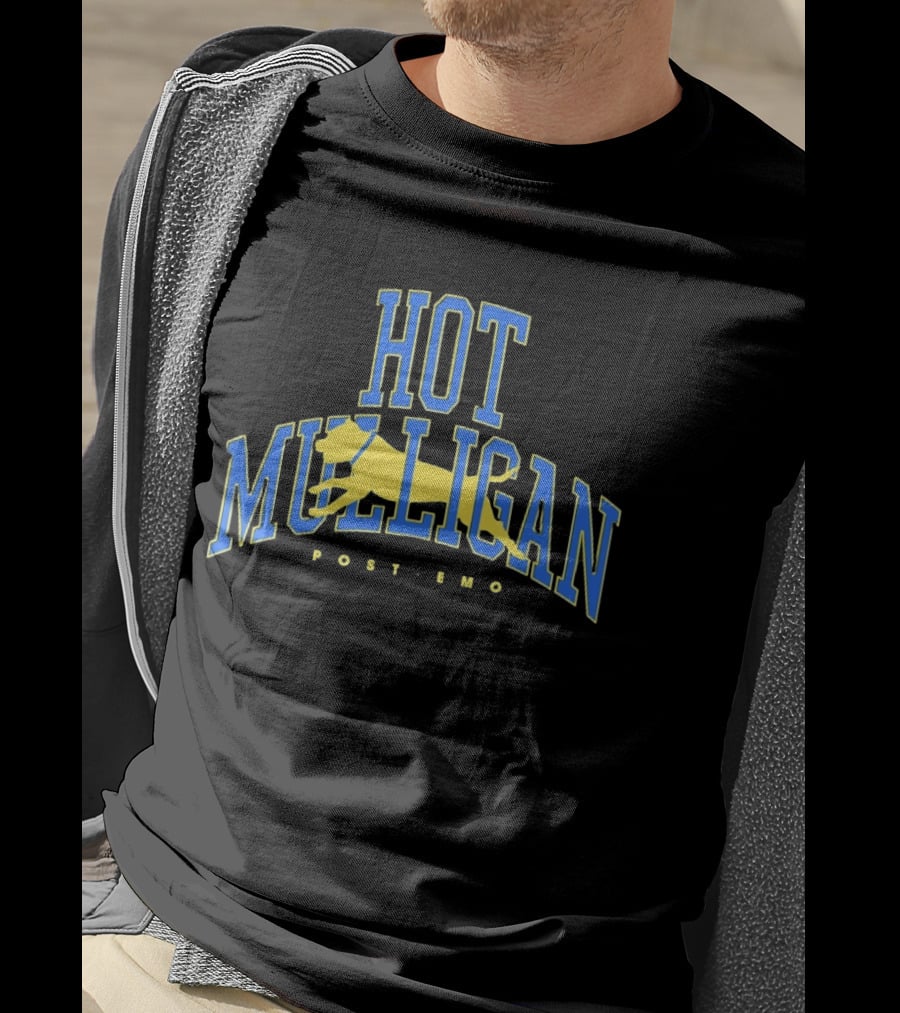 Hot Mulligan Post Emo Dog Graphic With Yellow Canine T-Shirt