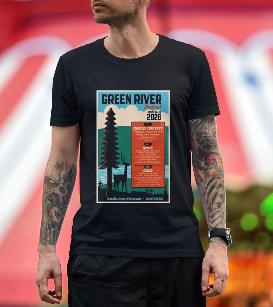 Green River Festival June 19 21 2026 Franklin County Fairgrounds Greenfield MA Featuring Charley Crockett Spoon Geese T-Shirt