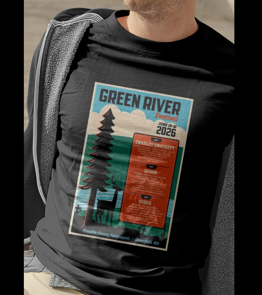 Green River Festival June 19 21 2026 Franklin County Fairgrounds Greenfield MA Featuring Charley Crockett Spoon Geese T-Shirt