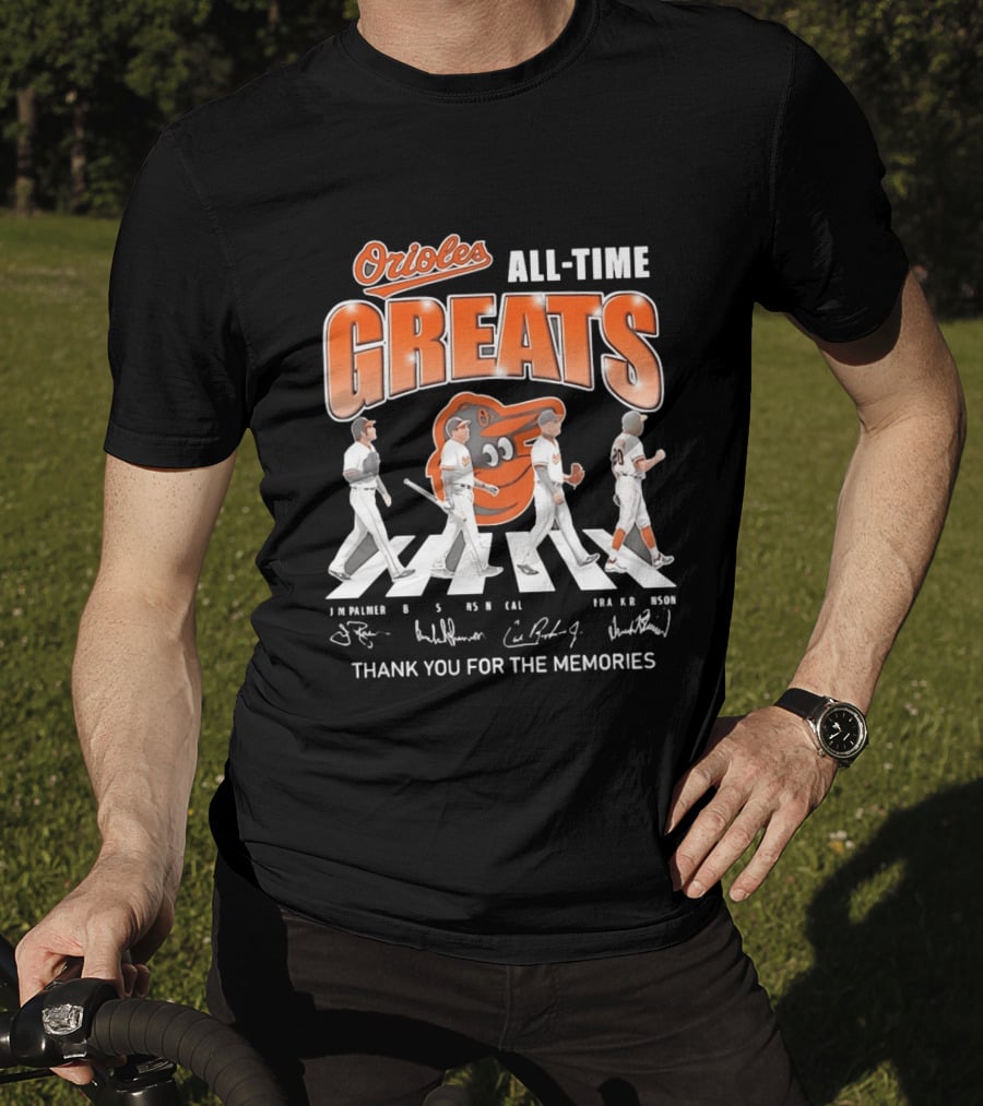 Orioles All Time Greats Thank You For The Memories Baseball Legends Abbey Road T-Shirt