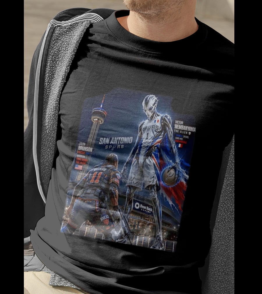 Jalen Brunson Knicks Battle Victor Wembanyama Alien Spurs Showdown San Antonio T-Shirt