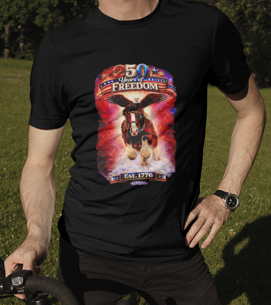 Budweiser 250 Years Of Freedom Eagle Horse Est. 1776 American Patriotic T-Shirt