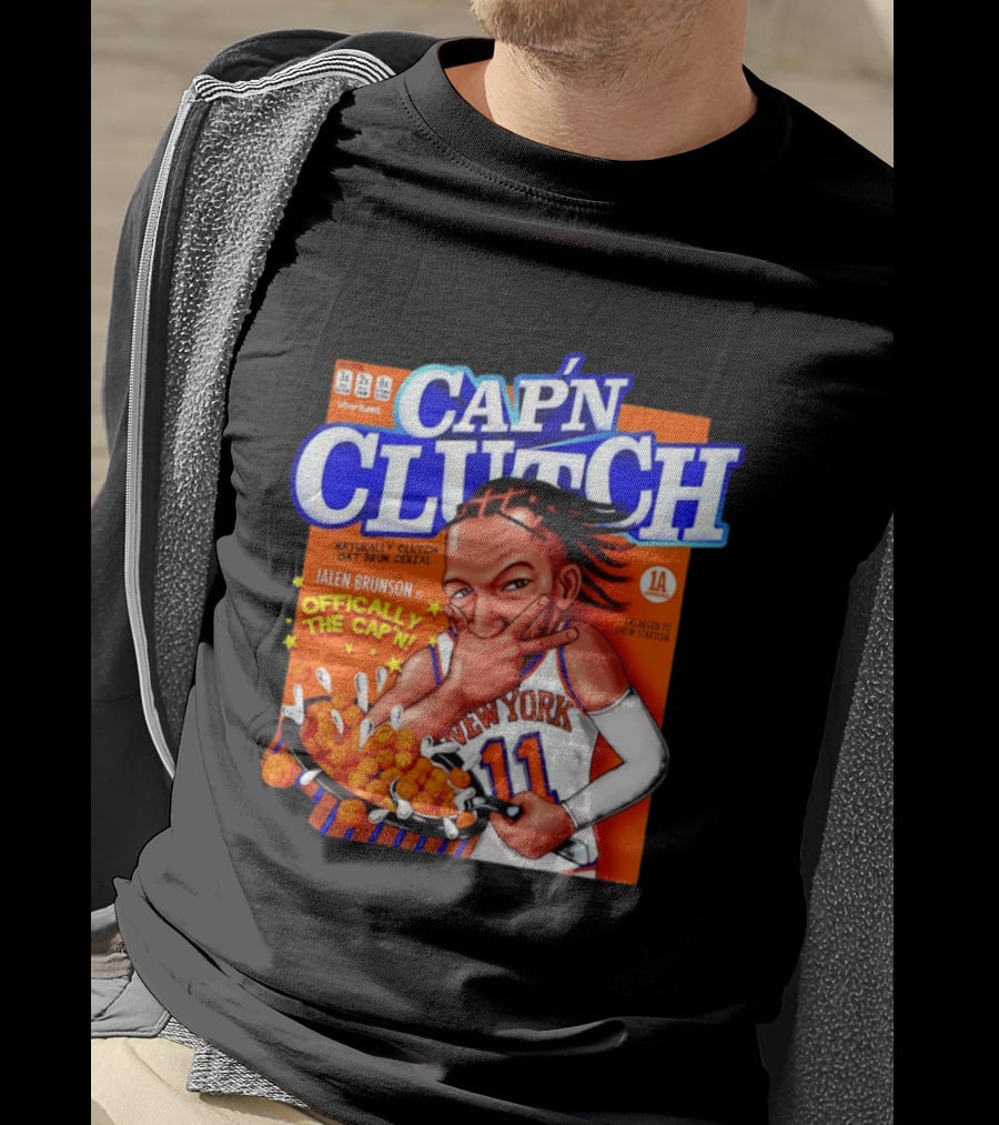 Cap'n Clutch Jalen Brunson New York Offically The Cap'n Cereal Box Comic T-Shirt