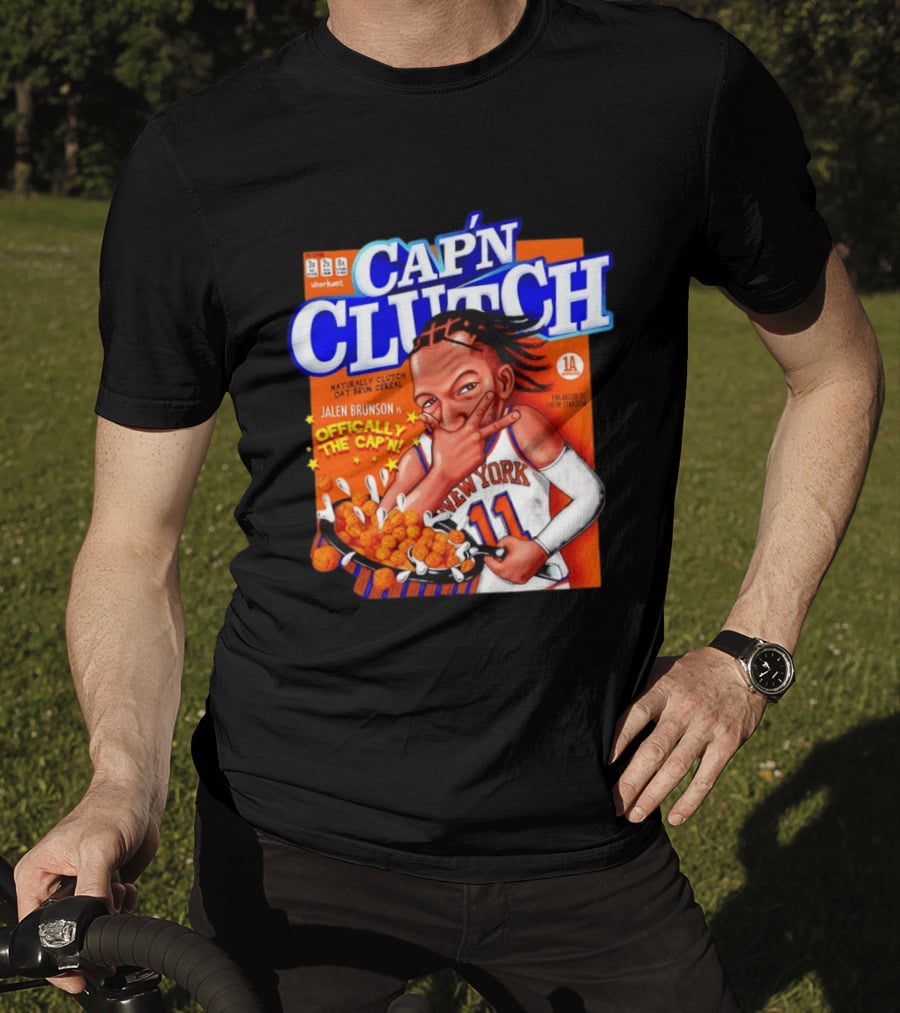 Cap'n Clutch Jalen Brunson New York Offically The Cap'n Cereal Box Comic T-Shirt