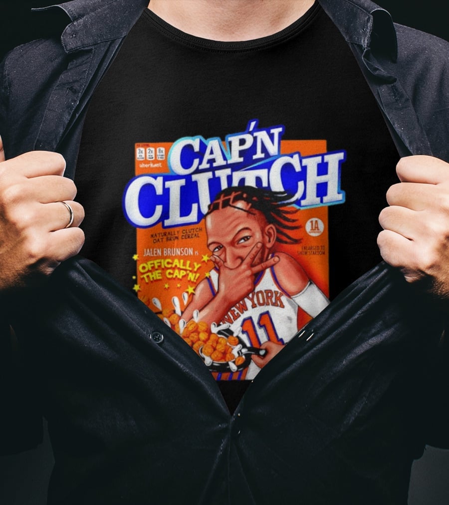 Cap'n Clutch Jalen Brunson New York Offically The Cap'n Cereal Box Comic T-Shirt