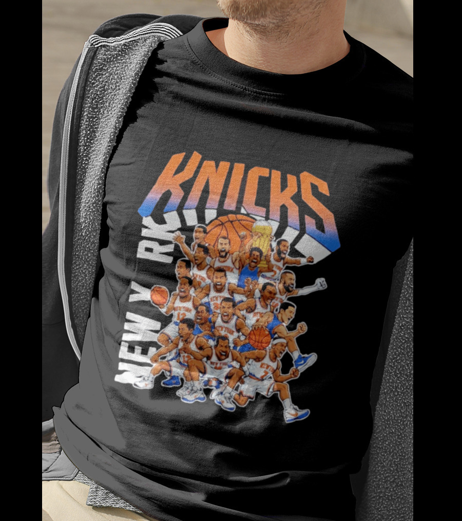 New York Knicks Cartoon Players 2026 Basketball Team Fun T-Shirt