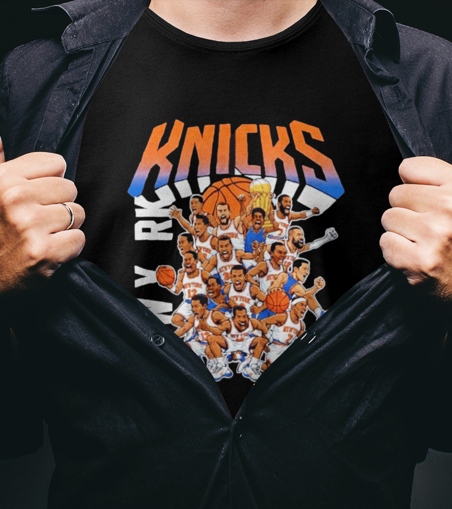 New York Knicks Cartoon Players 2026 Basketball Team Fun T-Shirt