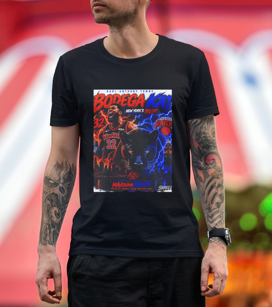 Bodega KAT Karl Anthony Towns Wakaina Knicks 2026 New York's Big Cat 32 T-Shirt
