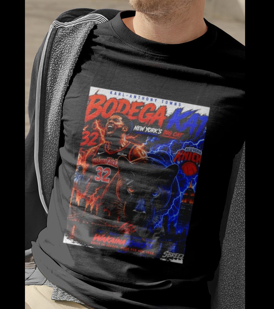 Bodega KAT Karl Anthony Towns Wakaina Knicks 2026 New York's Big Cat 32 T-Shirt
