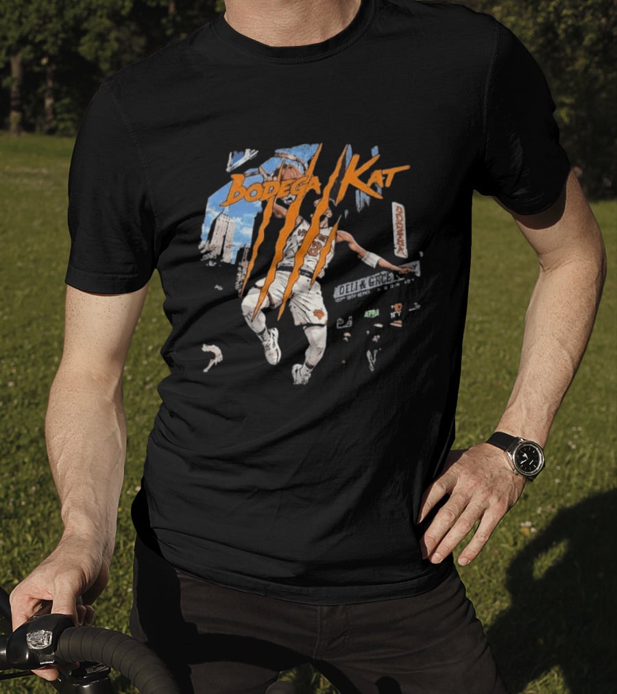 Bodega Kat Basketball Scratch Street Deli Grocer Basketball Player T-Shirt