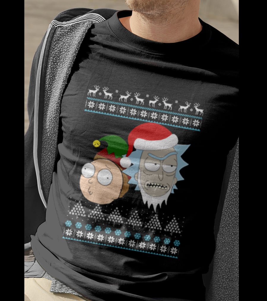Rick Santa Morty Elf Christmas Sweater T-Shirt