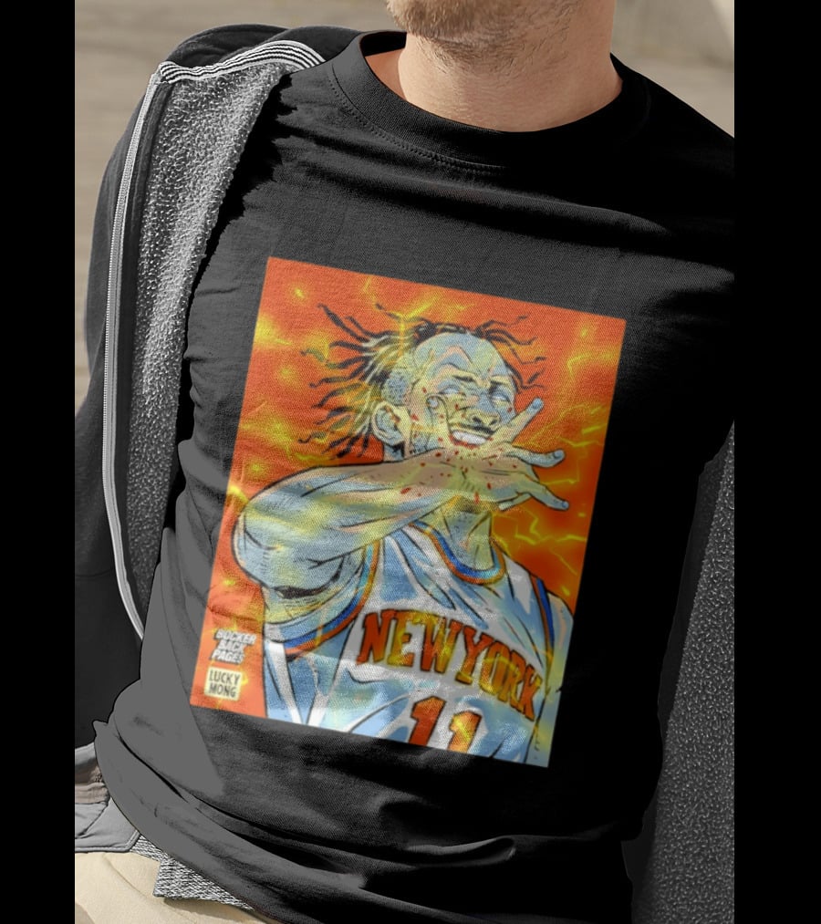 New York Knicks Jalen Brunson Comic Bite By Bocker Back Pages Lucky Mong T-Shirt