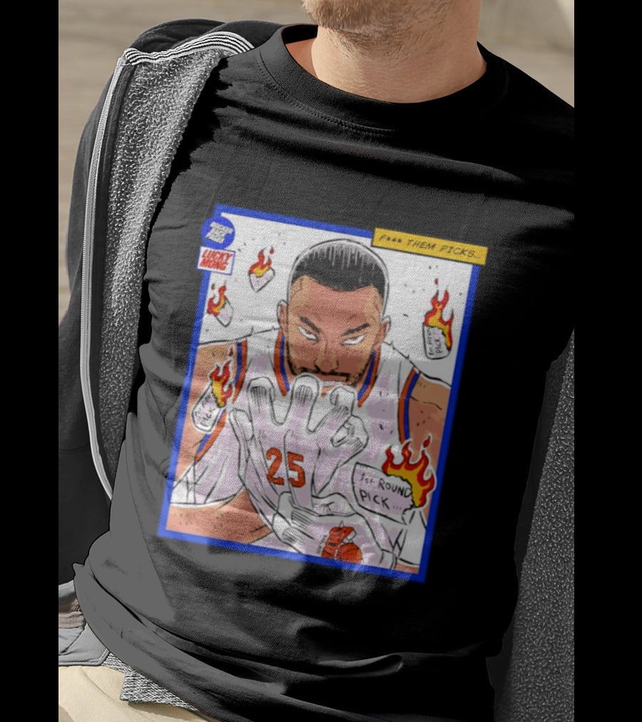 Lucky Mong Knicks Mikal Bridges Comic 25 Flames 1st Round Picks T-Shirt