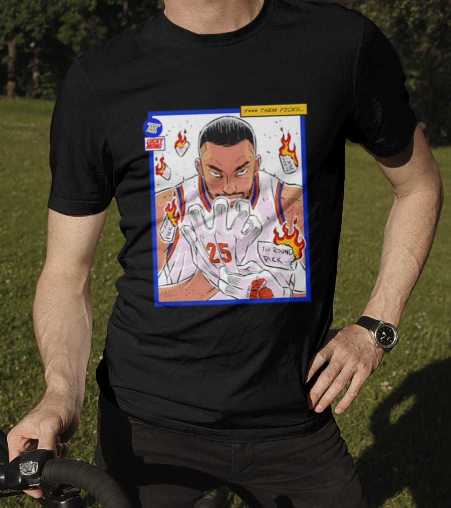 Lucky Mong Knicks Mikal Bridges Comic 25 Flames 1st Round Picks T-Shirt