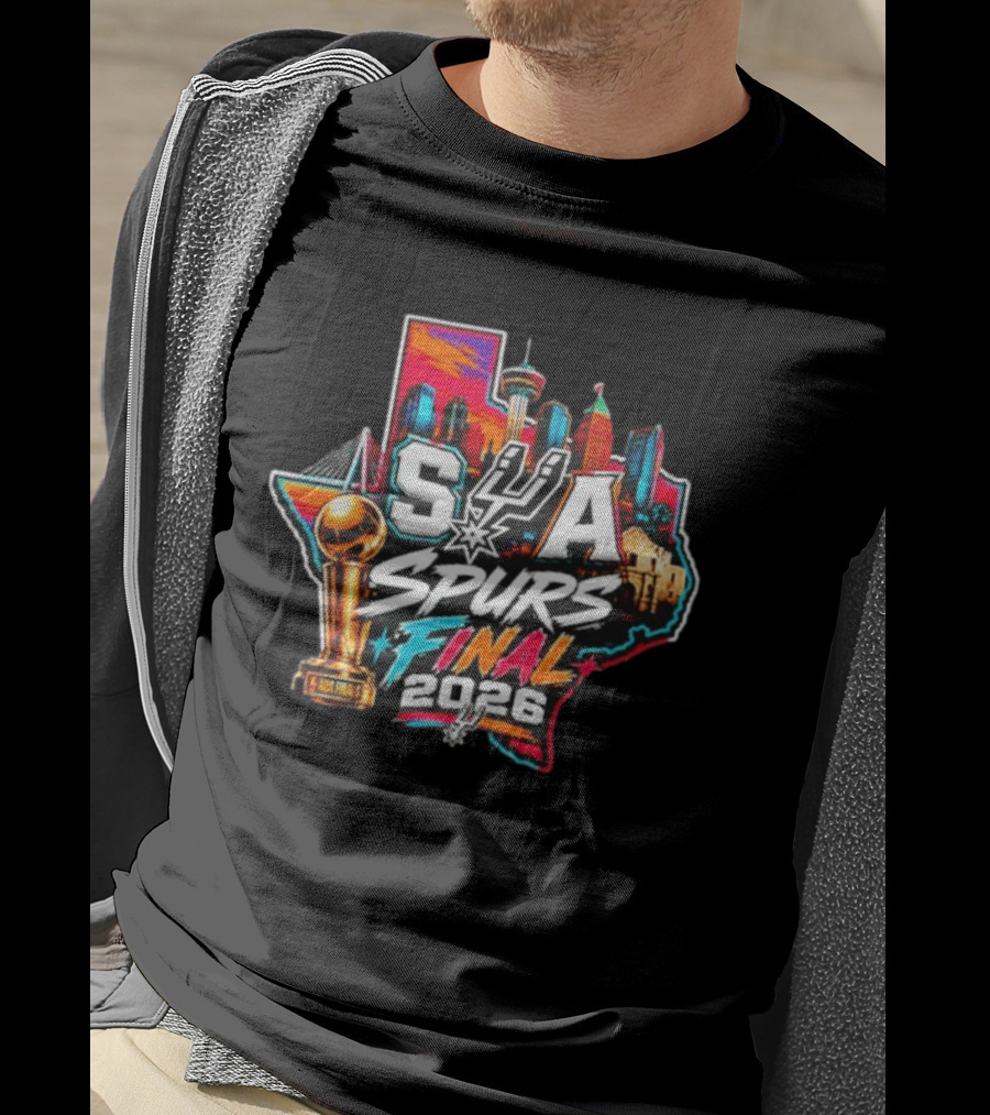 San Antonio Spurs 2026 Final Trophy Texas Skyline SA Spurs T-Shirt