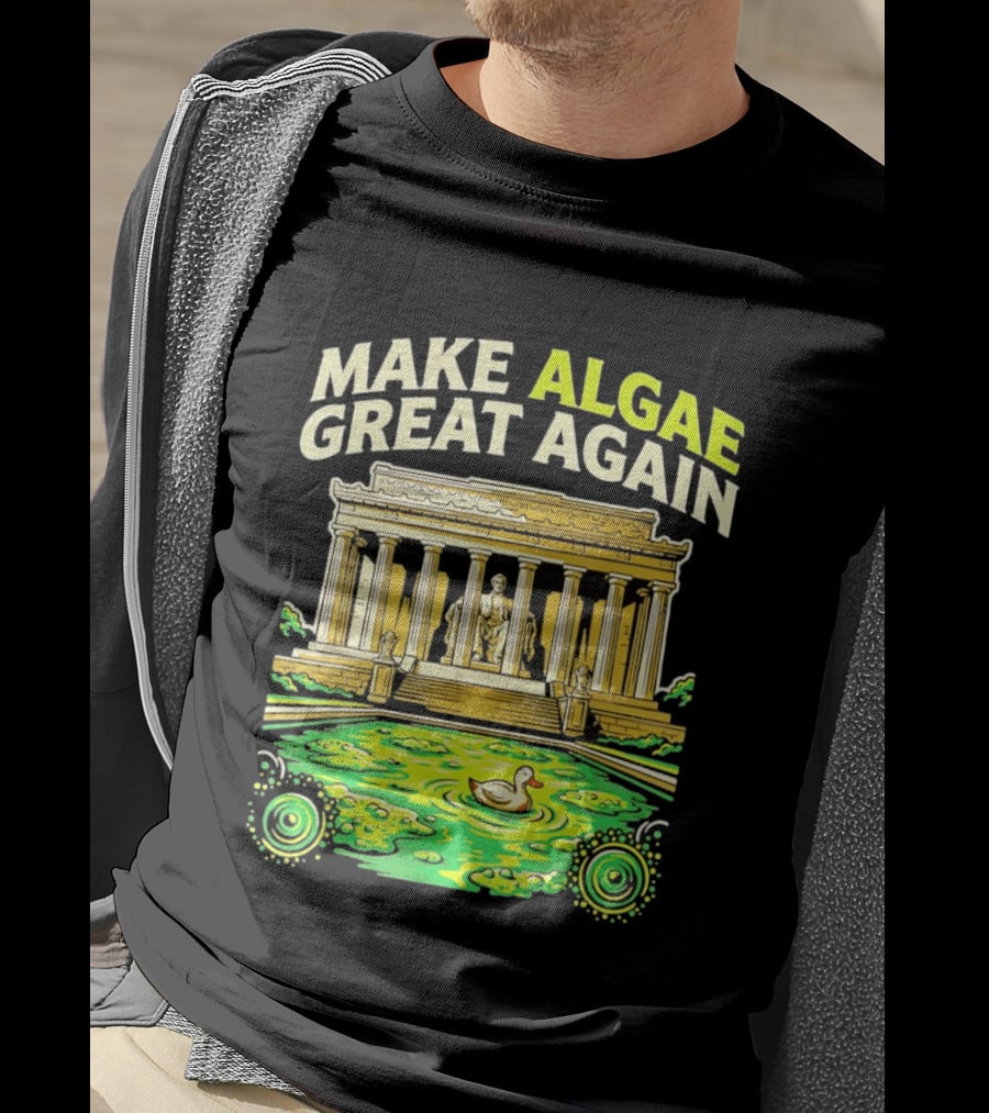 Make Algae Great Again Greek Temple Duck Pond Political Satire T-Shirt