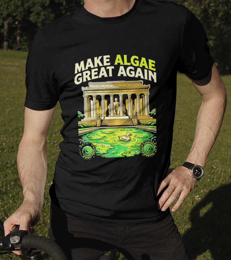 Make Algae Great Again Greek Temple Duck Pond Political Satire T-Shirt