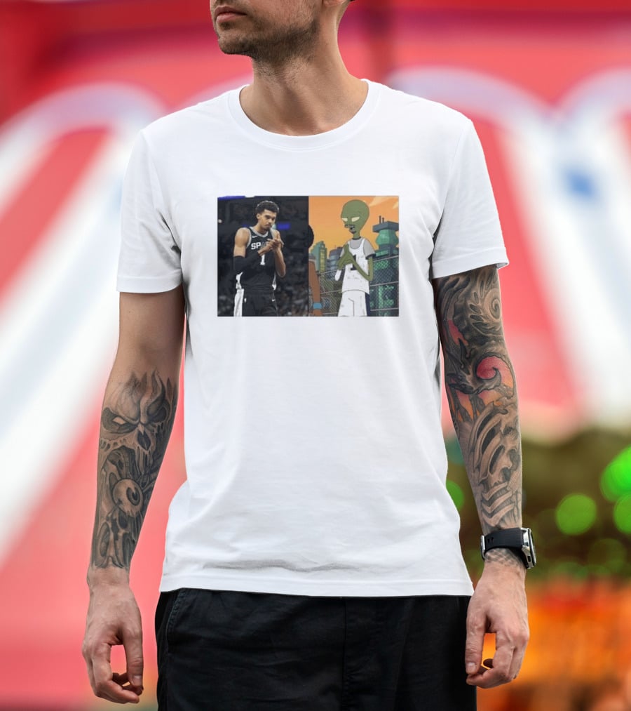 2026 Victor Wembanyama Spurs Alien Meme Basketball Fans T-Shirt
